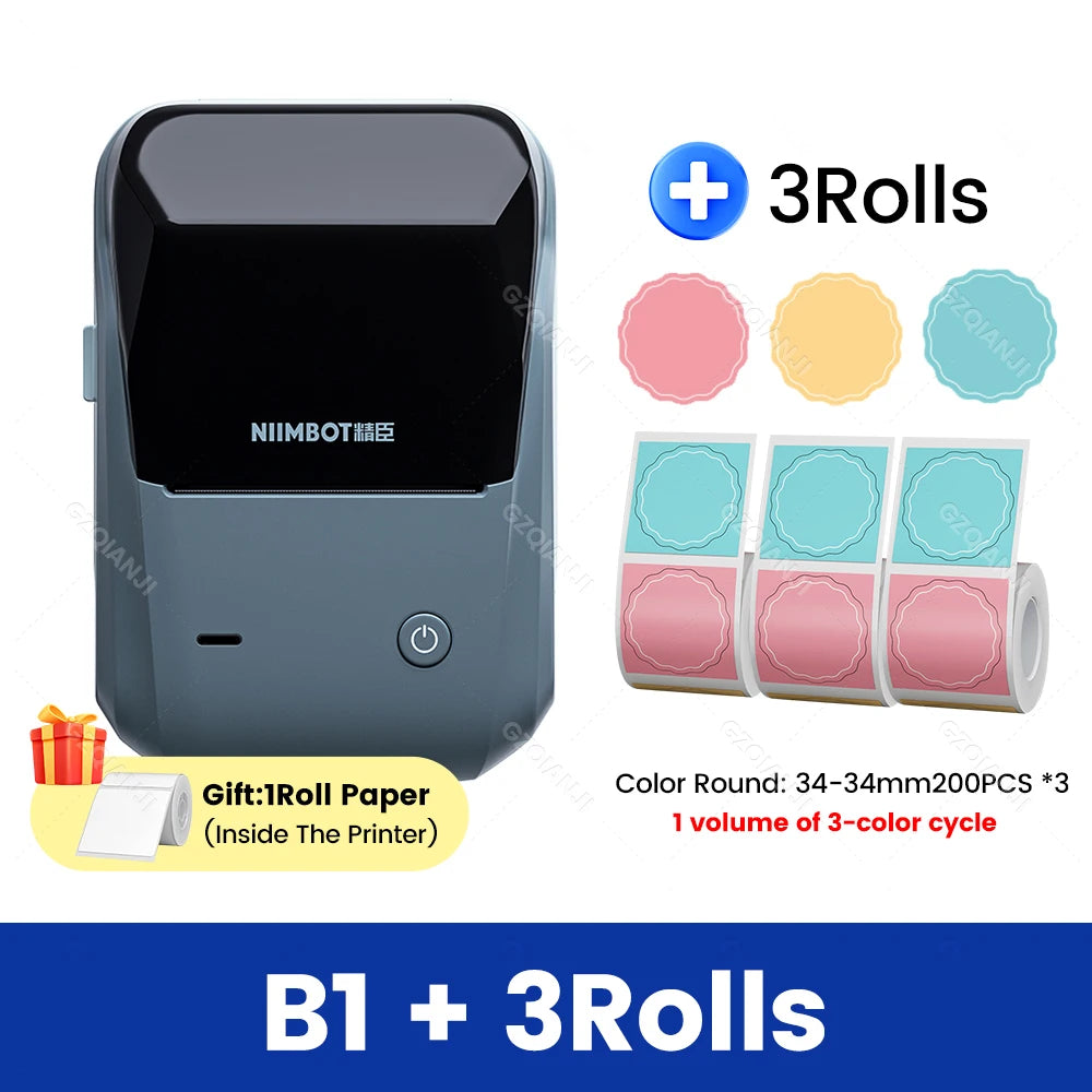 Original Niimbot B1 Etiketten drucker Farbe runde Aufkleber Handheld tragbare Bluetooth selbst klebende Etikettierung Business-Maschine klein So ist Leben