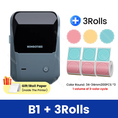 Original Niimbot B1 Etiketten drucker Farbe runde Aufkleber Handheld tragbare Bluetooth selbst klebende Etikettierung Business-Maschine klein So ist Leben