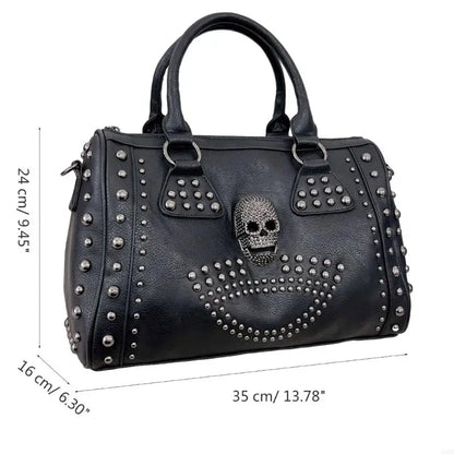 28gd Crossbody Bag Schädel Punk -Tasche Umhängetasche Freier PU -Tasche Niete Taschen für Teenager Mädchen So ist Leben