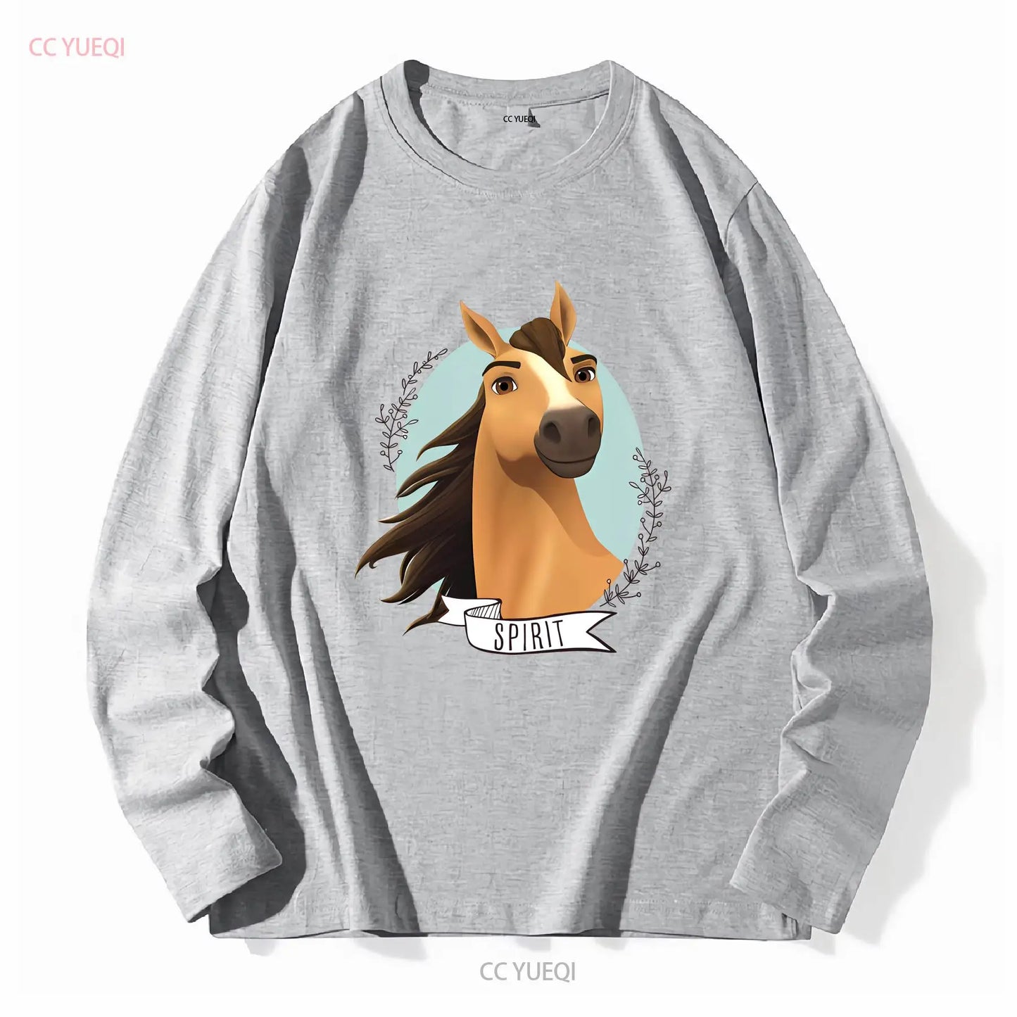 Spirit Wild Horse Kinder-T-Shirt mit langen oder kurzen Ärmeln, Vintage-Waschung, Grafik, Unisex-Mode, vielseitig, bequem So ist Leben