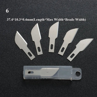 10PCS Klingen Cutter Handwerk Holz Carving Messer Gravur Nicht-Slip Metall Skalpell Messer Teile Handy PCB Reparatur hand Werkzeuge So ist Leben