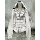 Vintage Sweatshirts 2025, Damenbekleidung, weißer Druck, Tunika mit Kapuze, Y2k-Mantel, Streetwear, Mode, lässige Hoodies, Tops, Ropa Mujer So ist Leben