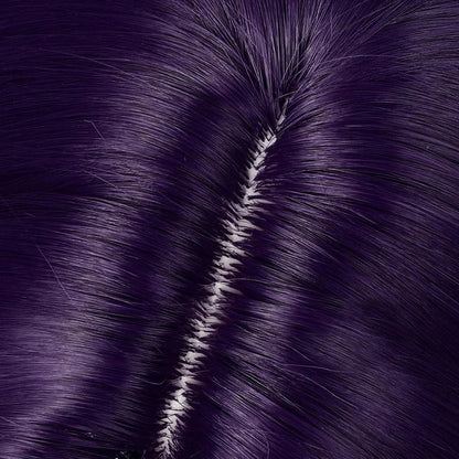 Anime EVA Katsuragi Misato Cosplay Perücke 55 cm Lange Perücke Schwarz Lila Lockiges Haar Hitzebeständige Synthetische Perücken Halloween Party So ist Leben