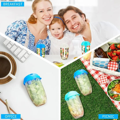 Auslaufsicherer Salatbecher mit Deckel, Gabel, tragbarer Salat-Shaker-Behälter, BPA-frei, zum Aufbewahren von Mahlzeiten, Frühstücks, Gemüse und Früchten So ist Leben