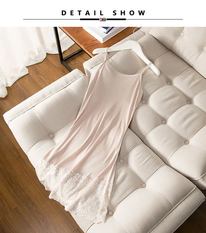 SuyaDream Damen-Slipkleid, gestrickt, aus Naturseide und Spitze unten, Anti-Leer-Slip-Kleid, nackt, schwarz, weiß, Sommer-Bottom-Wear So ist Leben