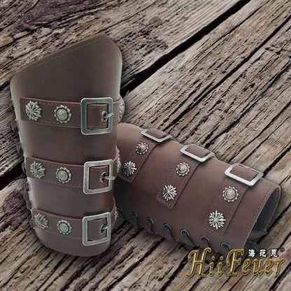 1Pc Männer Viking Krieger Ritter Gauntlet Armband Medieval Cosplay Requisiten Leder Niet Rüstung Arm Wärmer Verband Armschiene So ist Leben