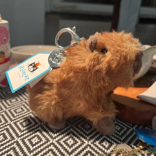 【AUF LAGER】 JELLYCAT UK Lustiger süßer Capybara-Taschenanhänger mit Tasche, Jellycat-Capybara-Plüsch-Schlüsselanhänger, Geburtstag, Weihnachten, Geschenk So ist Leben