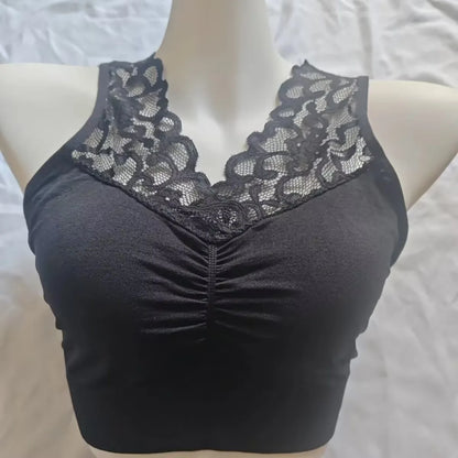Stoßfester Sport-Bralette mit Spitzenbesatz, dünn, für den Sommer, ohne Stahlring, Unterwäsche ohne Brustpolster, atmungsaktiv, bequemer Sport-BH So ist Leben