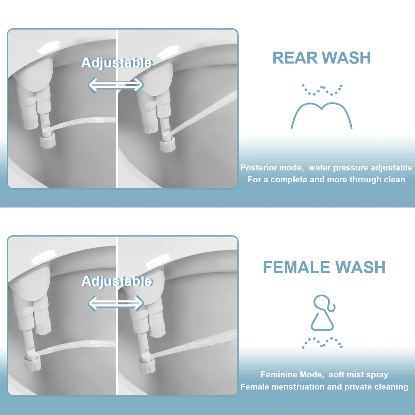 SAMODRA Rechts/Links Hand Toitet Bidet Sprayer Nicht Elektrische Dual Düse Bidet Wc-sitz Hygienische Dusche Für Badezimmer zubehör So ist Leben
