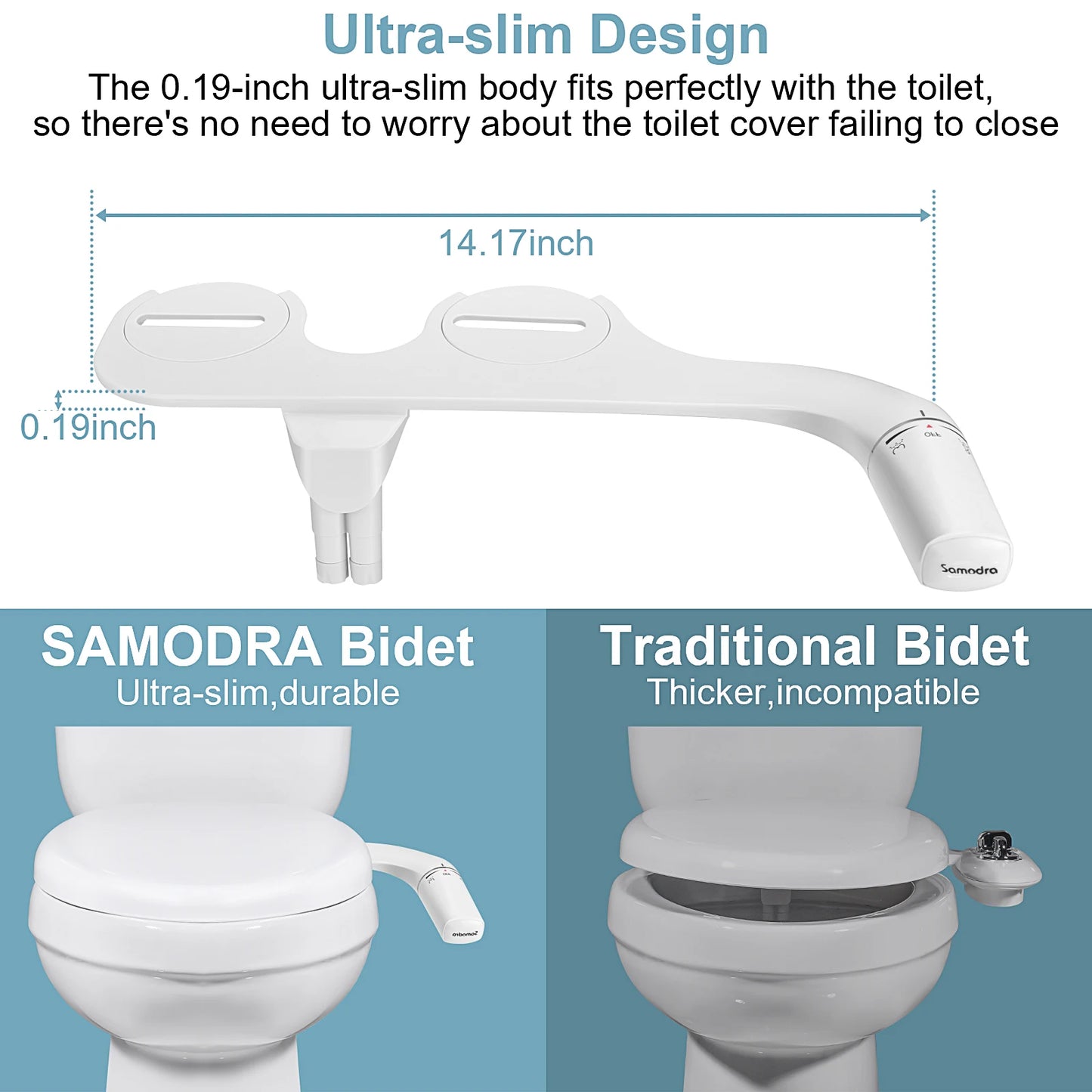 SAMODRA Rechts/Links Hand Toitet Bidet Sprayer Nicht Elektrische Dual Düse Bidet Wc-sitz Hygienische Dusche Für Badezimmer zubehör So ist Leben