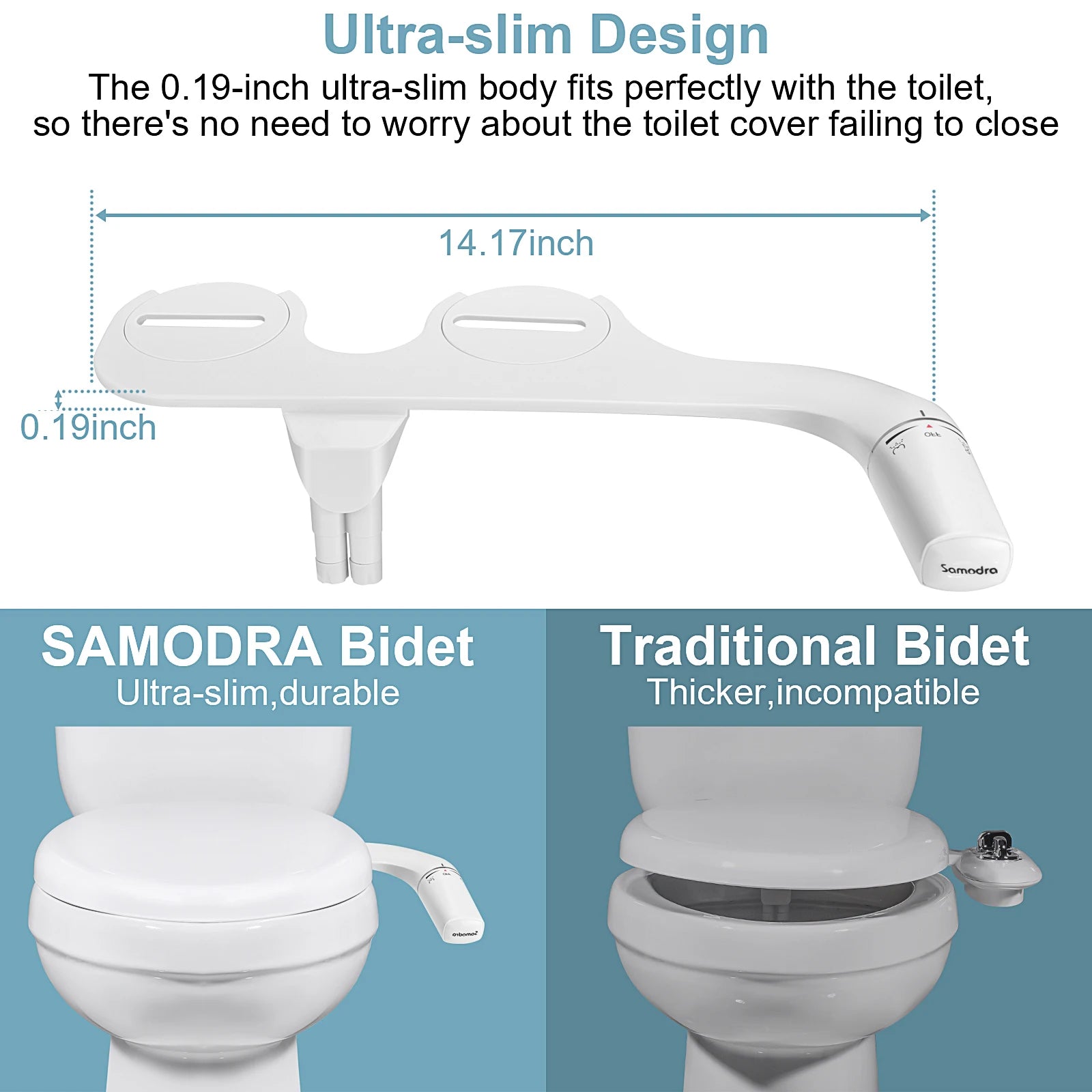 SAMODRA Rechts/Links Hand Toitet Bidet Sprayer Nicht Elektrische Dual Düse Bidet Wc-sitz Hygienische Dusche Für Badezimmer zubehör So ist Leben