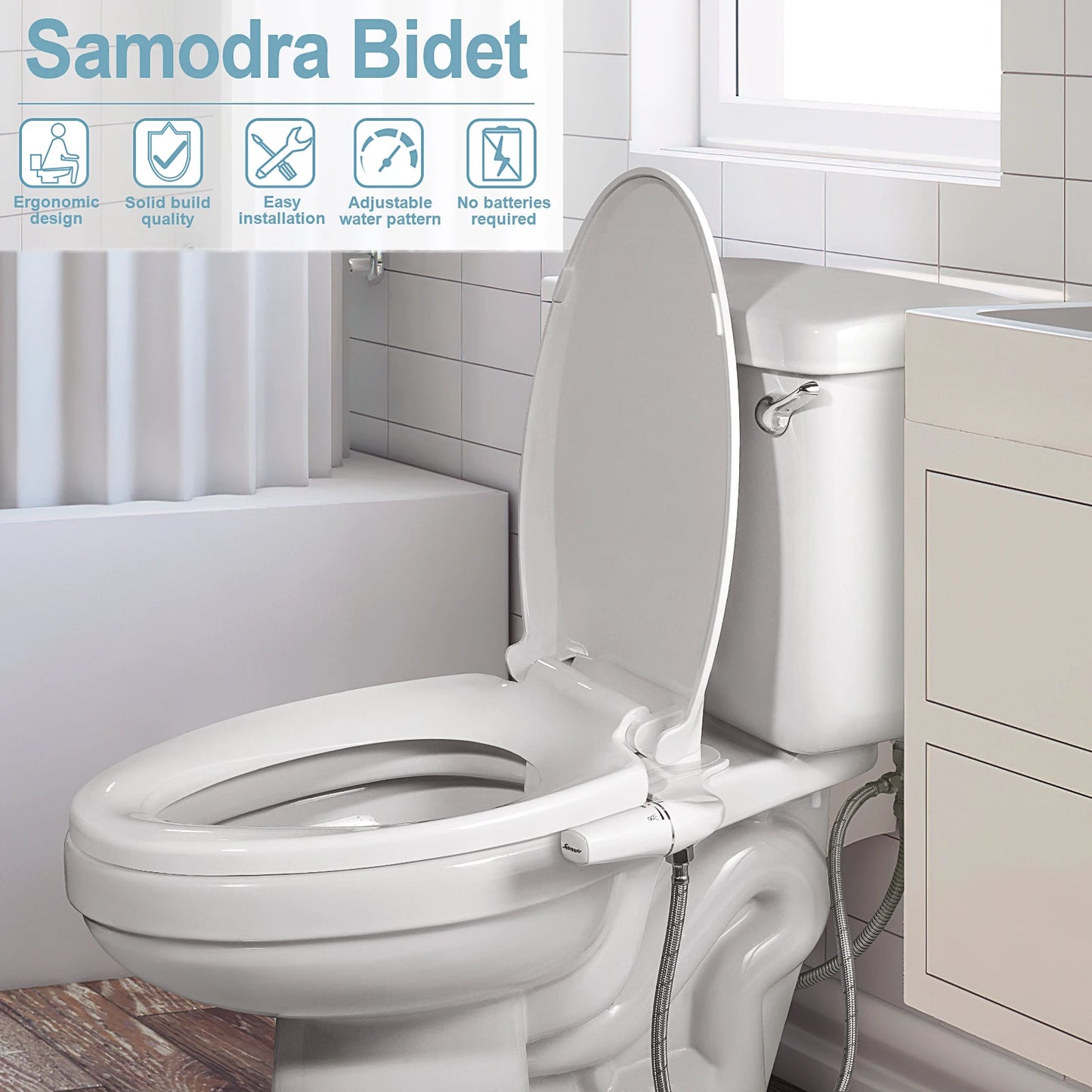 SAMODRA Rechts/Links Hand Toitet Bidet Sprayer Nicht Elektrische Dual Düse Bidet Wc-sitz Hygienische Dusche Für Badezimmer zubehör So ist Leben