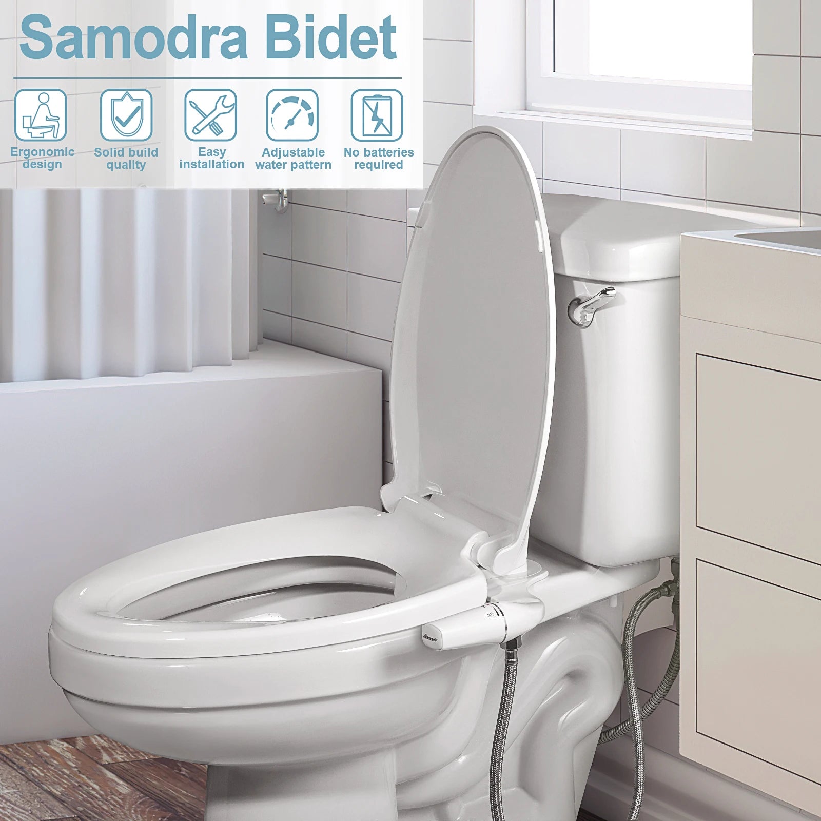 SAMODRA Rechts/Links Hand Toitet Bidet Sprayer Nicht Elektrische Dual Düse Bidet Wc-sitz Hygienische Dusche Für Badezimmer zubehör So ist Leben