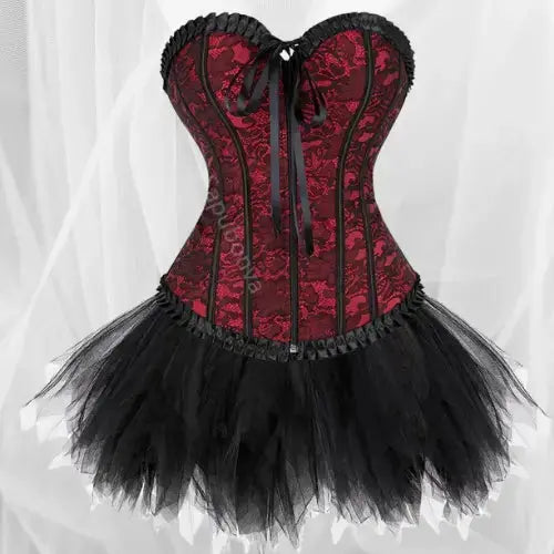 Korsett Kleid Bustier Rock Tutu Set Plus Size Lace Up Gothic Viktorianisch Lolita Vintage - So ist Leben